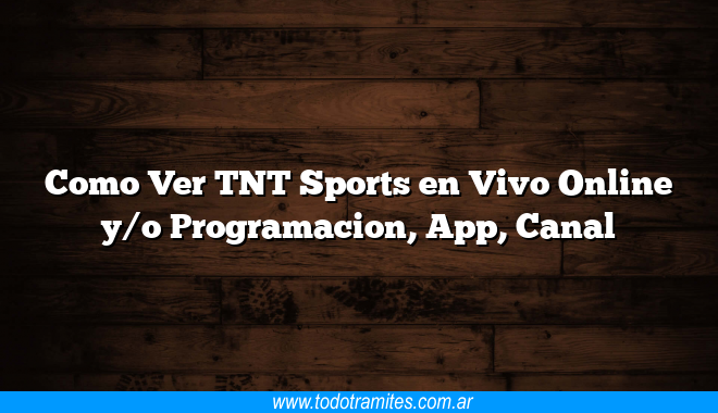 Como Ver TNT Sports en Vivo Online y/o Programacion, App, Canal