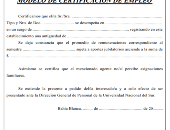 Modelo simple certificado de trabajo