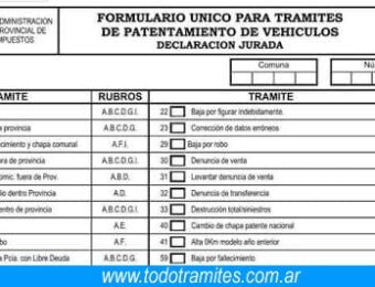 Formulario 1057 y Declaración Jurada de Patentamiento de Vehículo