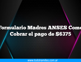 Formulario Madres ANSES Como Cobrar el pago de $6375