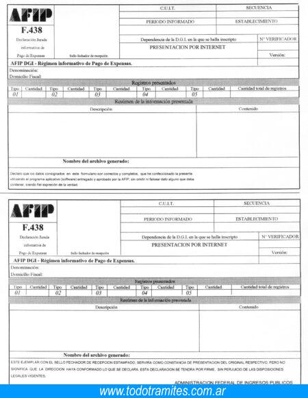 formulario FR 01 afip